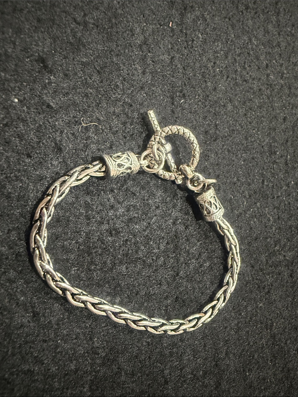 Sterling-Style Braided Toggle Bracelet in Silver Tone